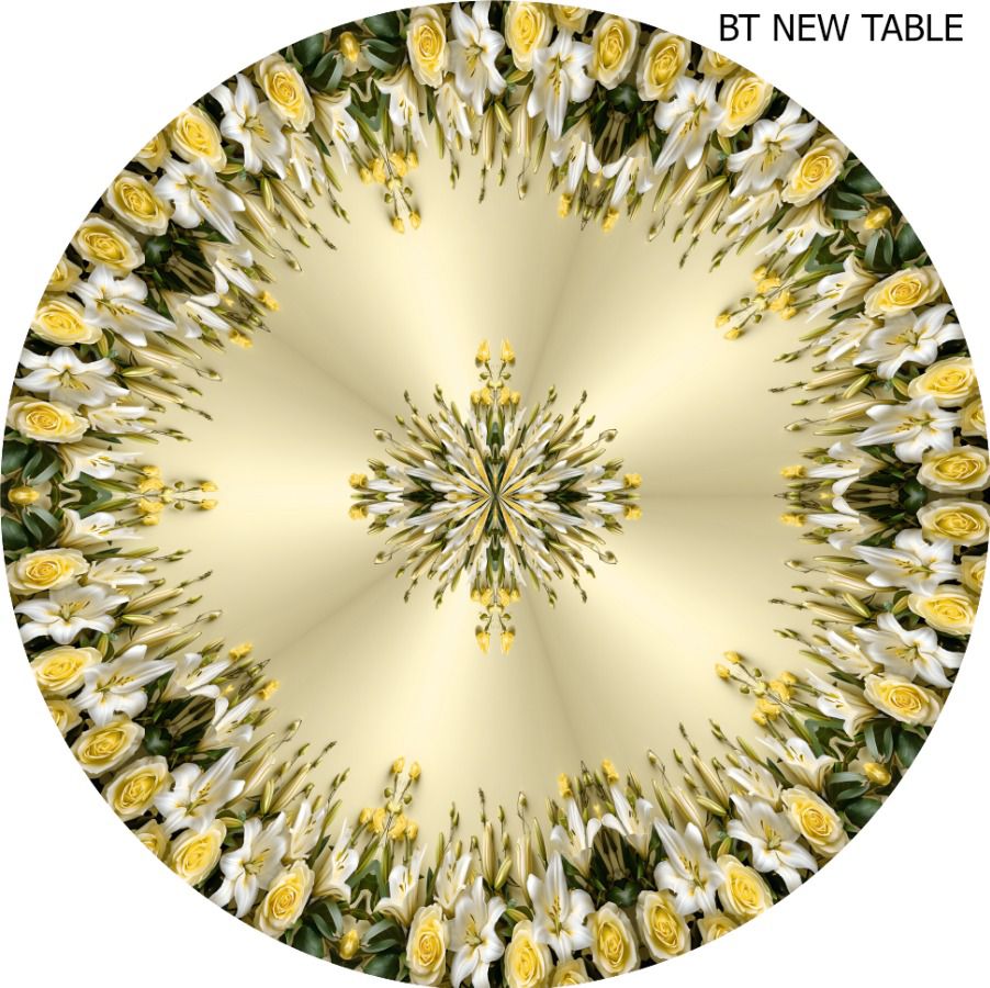Digital Print Floral Symetric Table Cloth (Round Table) - Green